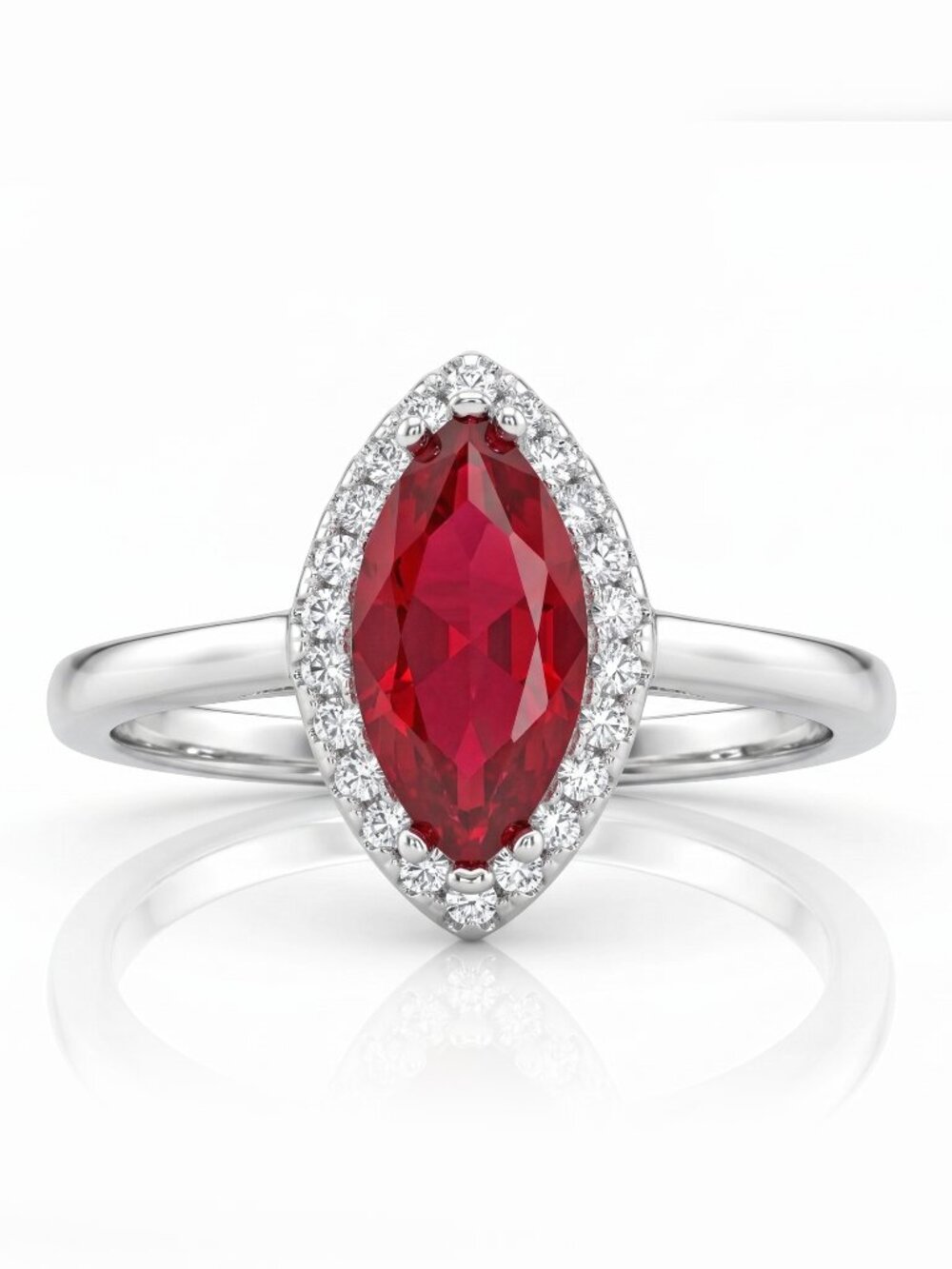 Red Ruby Marquise Gemstone Ring, 925 Sterling Silver